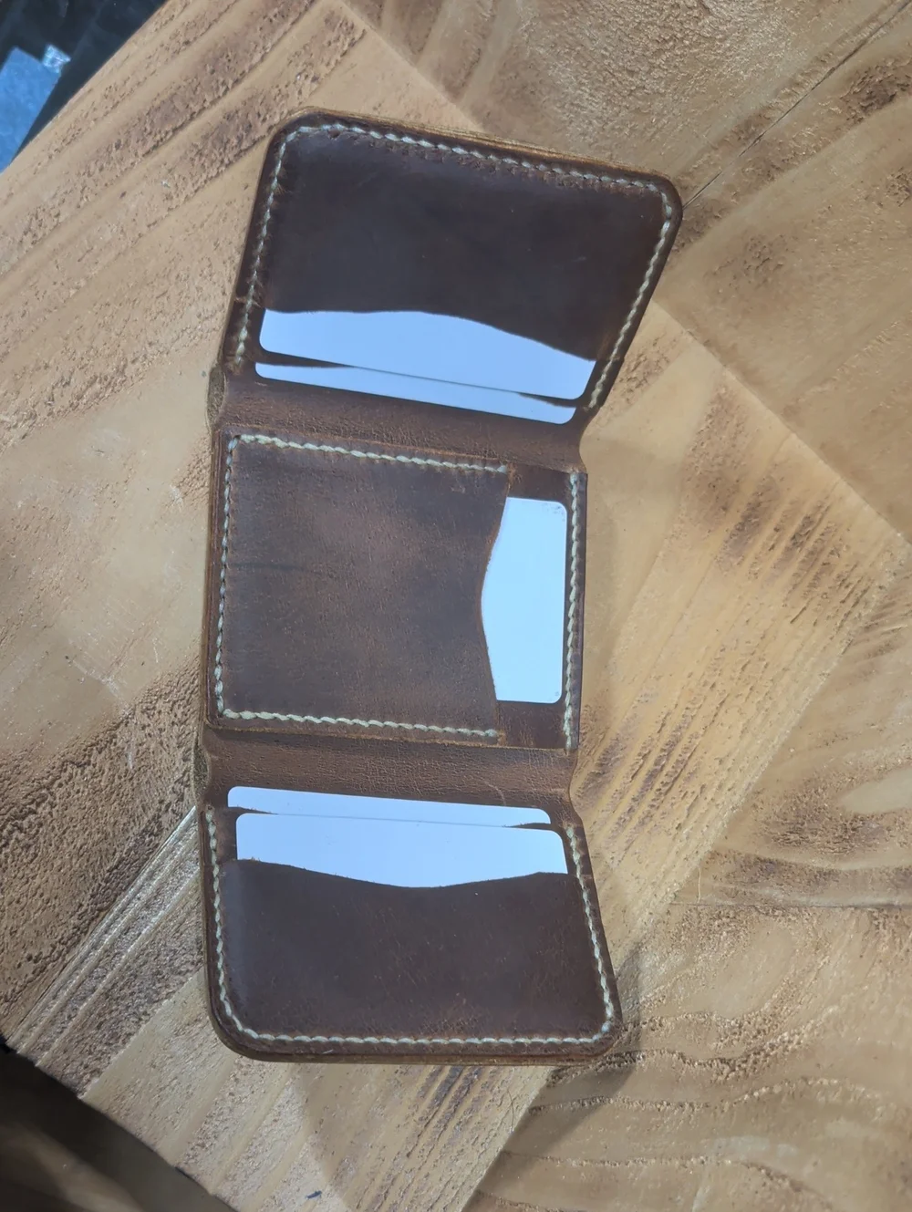 Handcrafted Brown Leather Card & Key Holder Wallet